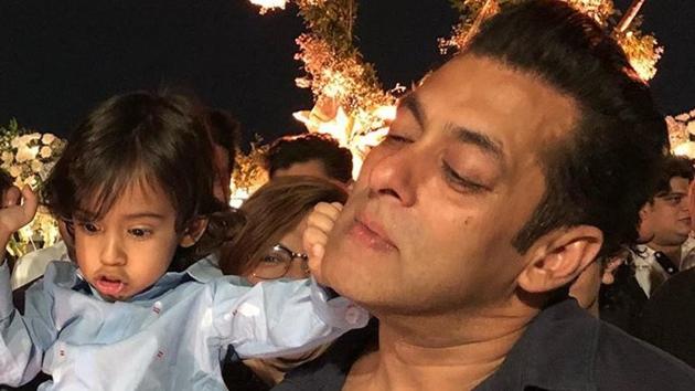 This picture of Salman Khan with his nephew Ahil Sharma was shared on Instagram. This picture of Salman Khan with his nephew Ahil Sharma was shared on Instagram.