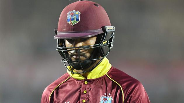 West Indies batsman Shai Hope walks towards the pavilion after his dismissal. (AFP) 
