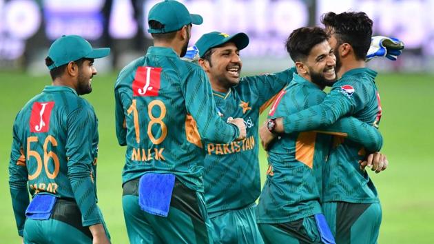 Pakistan's cricketers celebrate after winning the third T20 against Australia in Dubai (AFP) Pakistan's cricketers celebrate after winning the third T20 against Australia in Dubai (AFP)
