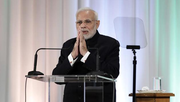 Narendra Modi, India's prime minister, gestures at the conclusion of his speech at a business symposium hosted by Nikkei Inc. and the Japan External Trade Organization (JETRO) in Tokyo, Japan. (Bloomberg) Narendra Modi, India's prime minister, gestures at the conclusion of his speech at a business symposium hosted by Nikkei Inc. and the Japan External Trade Organization (JETRO) in Tokyo, Japan. (Bloomberg)