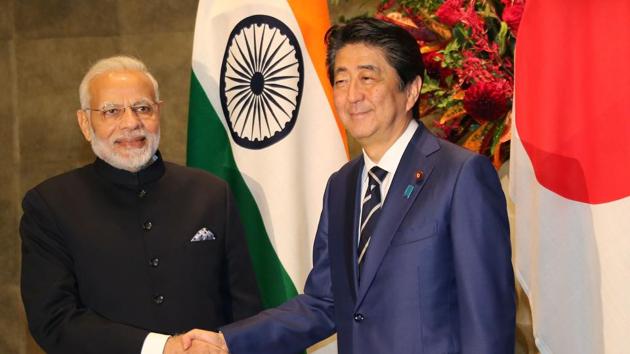 Prime Minister Narendra Modi and Japan's Prime Minister Shinzo Abe before their meeting at Abe's official residence in Tokyo on October 29, 2018.(AFP Photo)