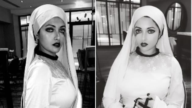 Riya Sen dressed up as The Nun for Halloween.