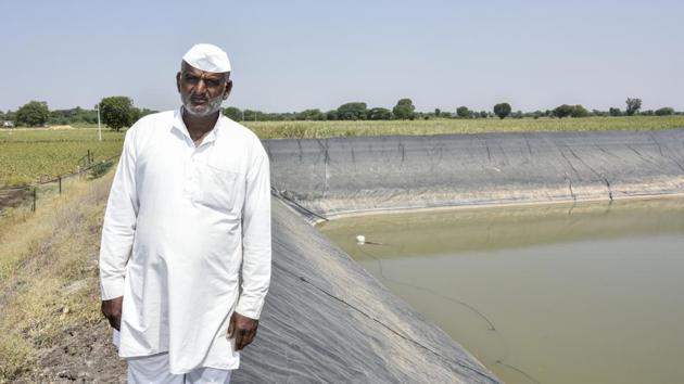 The problem of providing water for cattle has also become grim and distress selling has brought down the prices of animals. Balasaheb Chavan from Wadali village in Aurangabad district for instance sold his pair of bullocks brought for ₹60,000 three years ago, for ₹35,000 this month. (Kunal Patil / HT Photo) 