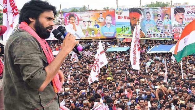 Jana Sena Party chief Pawan Kalyan addressing a gathering, in Visakhapatnam. The YSR Congress and Jana Sena Party (JSP) are unlikely to contest assembly elections in Telangana scheduled to be held on December 7. (PTI File Photo) Jana Sena Party chief Pawan Kalyan addressing a gathering, in Visakhapatnam. The YSR Congress and Jana Sena Party (JSP) are unlikely to contest assembly elections in Telangana scheduled to be held on December 7. (PTI File Photo)