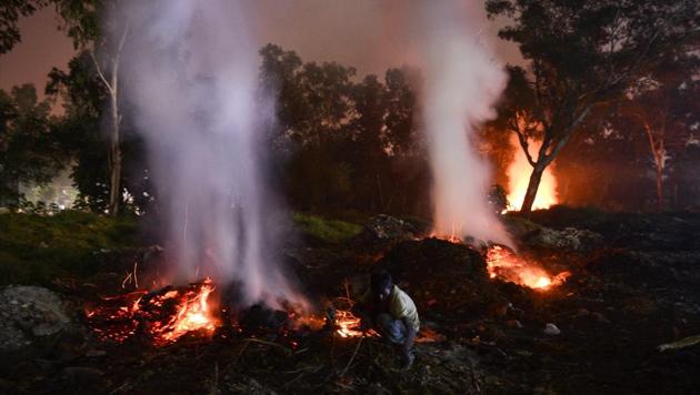 A farmer burns his vegetation in Jalandhar.(AFP Photo)