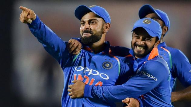 India beat West Indies by 224 runs in the fourth ODI in Mumbai to take a 2-1 lead in the five game series. (PTI) India beat West Indies by 224 runs in the fourth ODI in Mumbai to take a 2-1 lead in the five game series. (PTI)