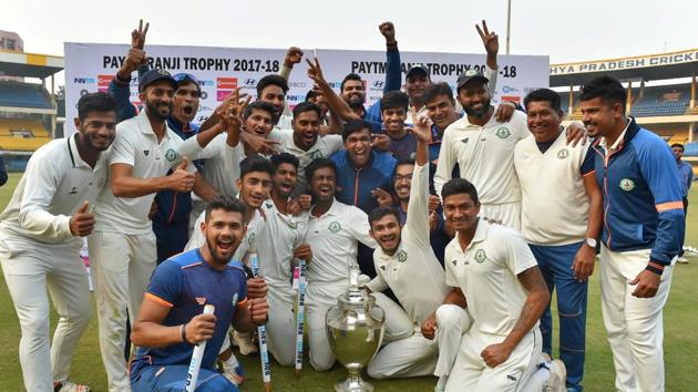 File image of Vidarbha players celebrating their maiden Ranji Trophy win. (PTI) File image of Vidarbha players celebrating their maiden Ranji Trophy win. (PTI)