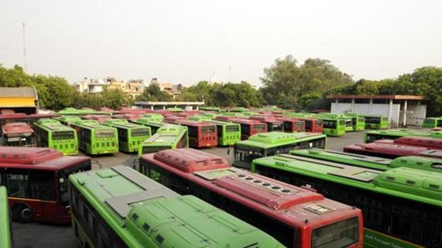 Several contractual employees of DTC transport agency have been boycotting work since October 22, demanding ‘equal pay for equal work’ and regularisation of their posts(HT File Photo)