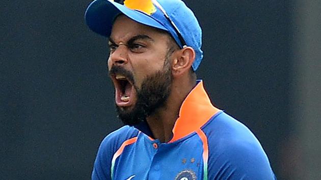Indian team captain Virat Kohli reacts during the fifth one day international (ODI) cricket match between India and West Indies at the Greenfield International Stadium in Thiruvananthapuram. (AFP) Indian team captain Virat Kohli reacts during the fifth one day international (ODI) cricket match between India and West Indies at the Greenfield International Stadium in Thiruvananthapuram. (AFP)