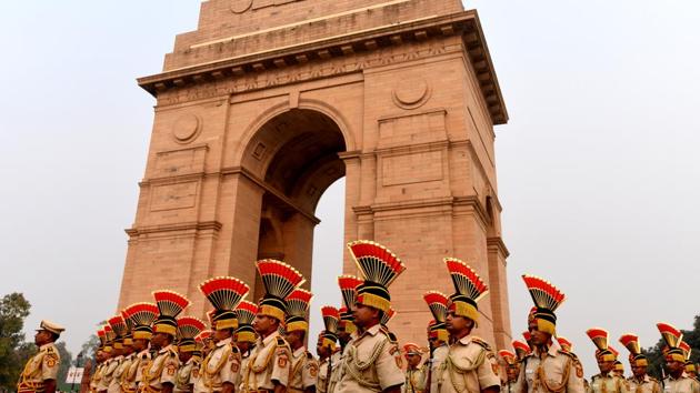 Delhi Police present a parade march with Police Band, on the occasion of National Unity Day, celebrated as a tribute to Vallabhbhai Patel, at India Gate in New Delhi on October 31, 2018. (Amal KS / HT Photo) Delhi Police present a parade march with Police Band, on the occasion of National Unity Day, celebrated as a tribute to Vallabhbhai Patel, at India Gate in New Delhi on October 31, 2018. (Amal KS / HT Photo)