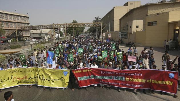 Supporters of the Pakistani religious group Islami Jamiat-e-Tulaba, rally to condemn a Supreme Court decision that acquitted Asia Bibi, a Christian woman, who spent eight years on death row accused of blasphemy, in Karachi, Pakistan, Thursday, Nov. 1, 2018. Bibi plans to leave the country, her family said Thursday, as radical Islamists mounted rallies demanding Bibi be publicly hanged. The Islamists also called for the killing of the three judges, including Chief Justice Mian Saqib Nisar, who acquitted Bibi. Banner on left reads "revert the court's decision regarding Asia." (AP Photo/Fareed Khan) (AP) Supporters of the Pakistani religious group Islami Jamiat-e-Tulaba, rally to condemn a Supreme Court decision that acquitted Asia Bibi, a Christian woman, who spent eight years on death row accused of blasphemy, in Karachi, Pakistan, Thursday, Nov. 1, 2018. Bibi plans to leave the country, her family said Thursday, as radical Islamists mounted rallies demanding Bibi be publicly hanged. The Islamists also called for the killing of the three judges, including Chief Justice Mian Saqib Nisar, who acquitted Bibi. Banner on left reads "revert the court's decision regarding Asia." (AP Photo/Fareed Khan) (AP)
