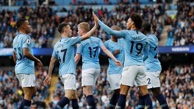 File image of Manchester City players celebrating after scoring a goal during a Premier League match. (REUTERS) File image of Manchester City players celebrating after scoring a goal during a Premier League match. (REUTERS)