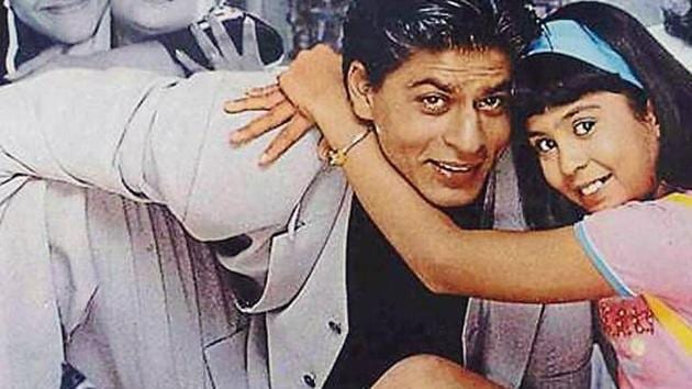 Shah Rukh Khan with Sana Saeed in a still from Kuch Kuch Hota Hai (1998).