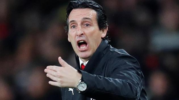 Arsenal manager Unai Emery reacts during their Carabao Cup match against Blackpool.(REUTERS)