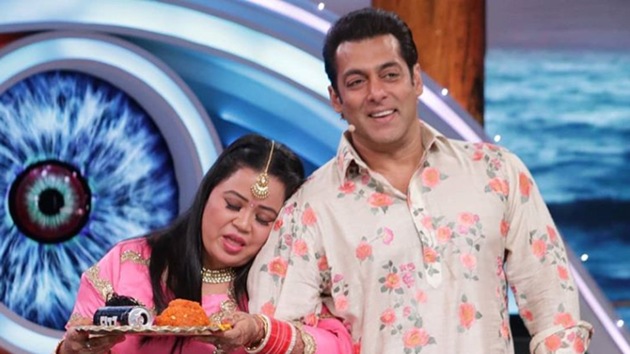 Salman Khan and Bharti Singh during Weekend Ka Vaar.