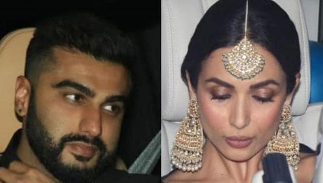 Arjun Kapoor and Malaika Arora at Abu Jani and Sandeep Khosla’s Diwali party in Mumbai on Friday.(Viral Bhayani)