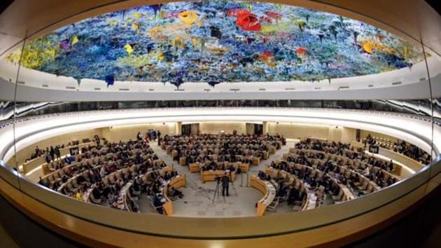 General view of the United Nations (UN) Human Rights Council in Geneva on March 13. (AFP File Photo) General view of the United Nations (UN) Human Rights Council in Geneva on March 13. (AFP File Photo)