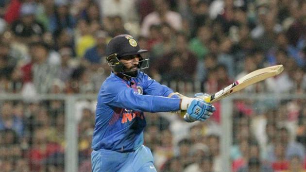 India's Dinesh Karthik bats during the first Twenty20 international cricket match between India and West Indies in Kolkata, India, Sunday, Nov. 4, 2018. (AP Photo/Bikas Das) (AP) India's Dinesh Karthik bats during the first Twenty20 international cricket match between India and West Indies in Kolkata, India, Sunday, Nov. 4, 2018. (AP Photo/Bikas Das) (AP)