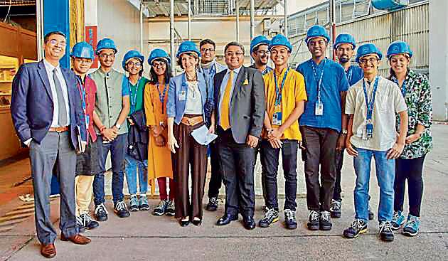 The team of nine student-researchers from the Santacruz school to visit CERN.(HT Photo)