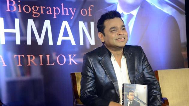 Oscar winning musician A.R. Rahman during the launch of his biography Notes of a Dream: The Authorized Biography of AR Rahman.(IANS)