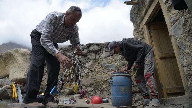 Rehmatullah Baig shares Ali’s resentment. “If I were recognised, if the mountaineers from... Pakistan were recognised, or if they enjoyed a bit of recognition or financial assistance, they would climb all the 8,000-metre peaks of the world,” he said. Baig’s father was the first from Shimshal to pursue the deadly pursuit of mountaineering, but he now tells his children not to follow in his footsteps. (Aamir Qureshi / AFP) 
