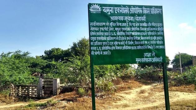 A government notification for land acquisition for the proposed international airport, in Jewar, Greater Noida.(PTI File) A government notification for land acquisition for the proposed international airport, in Jewar, Greater Noida.(PTI File)