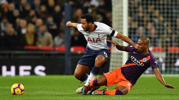Manchester City's Brazilian midfielder Fernandinho in action against Tottenham Hotspur.(AFP)