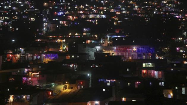 A slum is decorated with lanterns and lights in Mumbai. (Rafiq Maqbool / AP) A slum is decorated with lanterns and lights in Mumbai. (Rafiq Maqbool / AP)