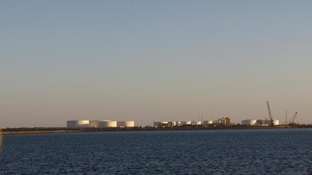 A general view of an oil dock is seen from a ship at the port of Kalantari in the city of Chabahar.(Reuters File Photo)