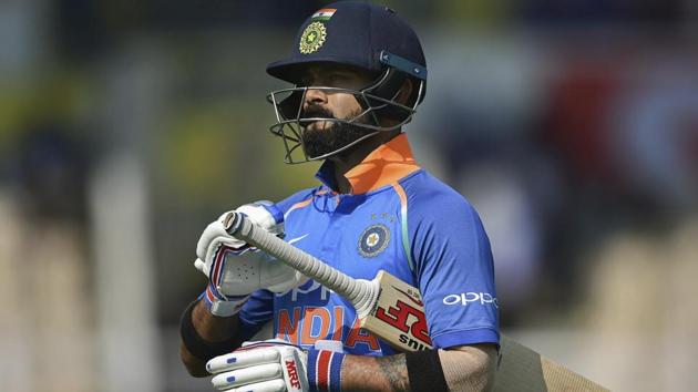 Virat Kohli returns to the pavilion after his dismissal during the 4th ODI cricket match against West Indies.(AP)