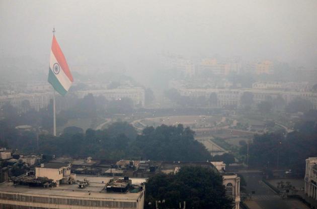 Connaught Place in Delhi as seen on camera, a morning after Diwali (Reuters)