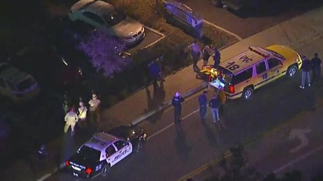 In this image made from aerial video, police vehicles line a road in the vicinity of a shooting in Thousand Oaks, California.(AP) In this image made from aerial video, police vehicles line a road in the vicinity of a shooting in Thousand Oaks, California.(AP)