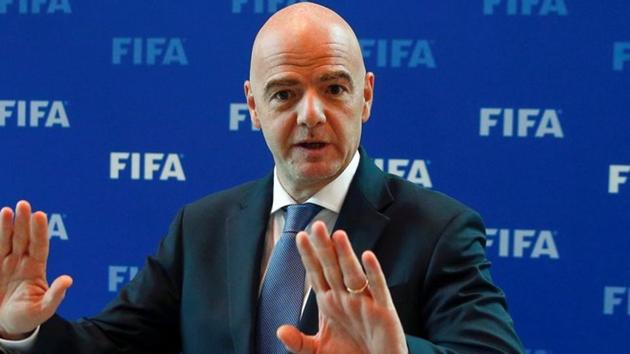 FIFA President Gianni Infantino gestures after a meeting of the FIFA Council at the FIFA headquarters in Zurich.(REUTERS) FIFA President Gianni Infantino gestures after a meeting of the FIFA Council at the FIFA headquarters in Zurich.(REUTERS)