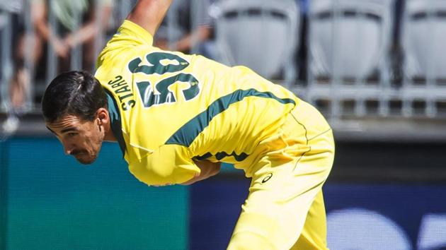 Australia's Mitchell Starc bowls during the first one-day international (ODI) cricket match between South Africa and Australia at the Optus Stadium in Perth. (AFP) Australia's Mitchell Starc bowls during the first one-day international (ODI) cricket match between South Africa and Australia at the Optus Stadium in Perth. (AFP)