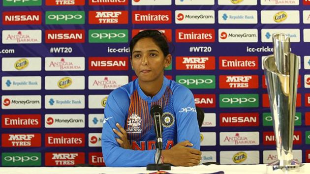 Harmanpreet Kaur, Captain of India addresses the media during the India Captain's Arrival Press Conference ahead of the ICC Women's World T20 2018 tournament at Coolidge Cricket Ground on November 2, 2018 in Antigua, Antigua and Barbuda.(IDI via Getty Images) Harmanpreet Kaur, Captain of India addresses the media during the India Captain's Arrival Press Conference ahead of the ICC Women's World T20 2018 tournament at Coolidge Cricket Ground on November 2, 2018 in Antigua, Antigua and Barbuda.(IDI via Getty Images)