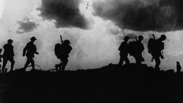 British troops moving up to the trenches, 2.5 miles East of Ypres on October 5, 1917. As months and then years passed, the trench grew into a symbol of the futility of war. A popular image of the war became that of men leaping out, advancing to near-certain death in a maelstrom of fire. (Hulton Archive / Getty Images) British troops moving up to the trenches, 2.5 miles East of Ypres on October 5, 1917. As months and then years passed, the trench grew into a symbol of the futility of war. A popular image of the war became that of men leaping out, advancing to near-certain death in a maelstrom of fire. (Hulton Archive / Getty Images)