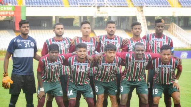 Players of Mohun Bagan football club pose for a picture ahead of a match.(Mohun Bagan/ Twitter)
