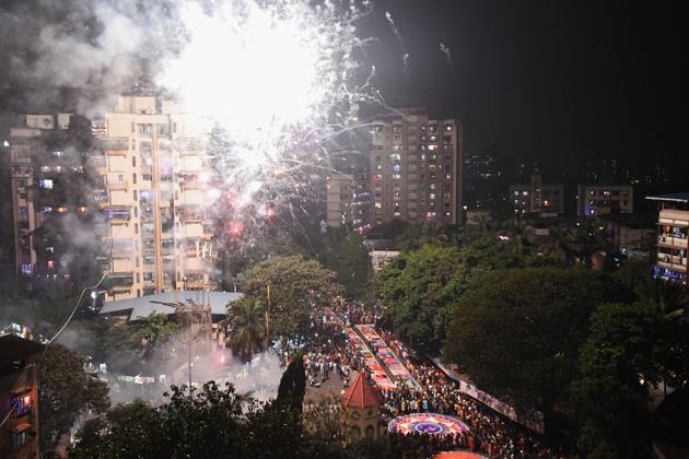 Crackers being burst on Diwali at Kopri in Thane. (HT Photo) Crackers being burst on Diwali at Kopri in Thane. (HT Photo)