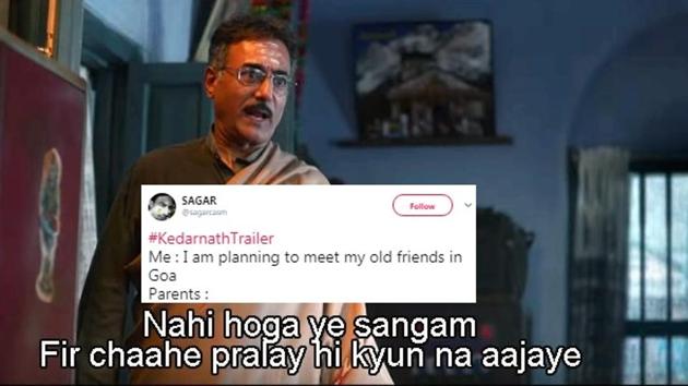 This scene from Kedarnath trailer that has managed to grab the attention of people on Twitter.(Twitter/@sagarcasm)
