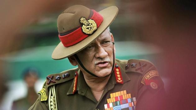 Army chief general Bipin Rawat addresses media during celebration of 'Undying Spirit of The Disabled Soldiers' at Mamun Cantonement in Pathankot of Punjab.(PTI)