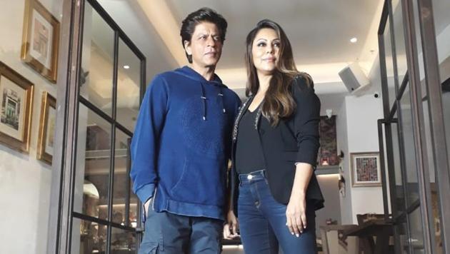 Shah Rukh Khan and Gauri at a restaurant opening in Mumbai. Shah Rukh Khan and Gauri at a restaurant opening in Mumbai.