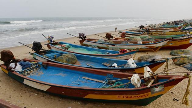 Cyclonic storm ‘Gaja’ has moved westwards and was now located at about 740 km east-northeast of the city and expected to cross coastal Tamil Nadu in the afternoon of November 15, the India Meteorological Department said Tuesday. Fishermen have been advised not to venture into central and south Bay of Bengal from November 13 to 15.The Tamil Nadu government has put its machinery on alert and kept around 31,000 rescue personnel on stand-by. (Arun Sankar/ AFP File) Cyclonic storm ‘Gaja’ has moved westwards and was now located at about 740 km east-northeast of the city and expected to cross coastal Tamil Nadu in the afternoon of November 15, the India Meteorological Department said Tuesday. Fishermen have been advised not to venture into central and south Bay of Bengal from November 13 to 15.The Tamil Nadu government has put its machinery on alert and kept around 31,000 rescue personnel on stand-by. (Arun Sankar/ AFP File)
