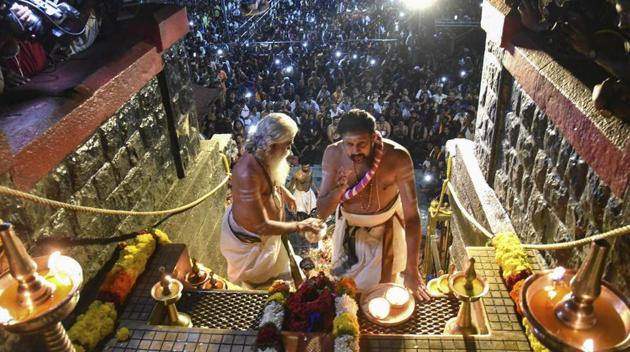 The Supreme Court on Tuesday agreed to hear on January 22 a batch of review petitions against its verdict allowing entry of women of all age groups into the Sabarimala temple.The apex court said however that there will be no stay on the September 28 verdict which allowed entry of women in the shrine. (PTI File) The Supreme Court on Tuesday agreed to hear on January 22 a batch of review petitions against its verdict allowing entry of women of all age groups into the Sabarimala temple.The apex court said however that there will be no stay on the September 28 verdict which allowed entry of women in the shrine. (PTI File)