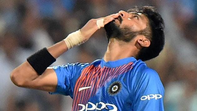 Kolkata: Indian bowler Khaleel Ahmed celebrates the wicket of West Indies batsman Fabian during T20 match at Eden Garden in Kolkata(PTI) Kolkata: Indian bowler Khaleel Ahmed celebrates the wicket of West Indies batsman Fabian during T20 match at Eden Garden in Kolkata(PTI)