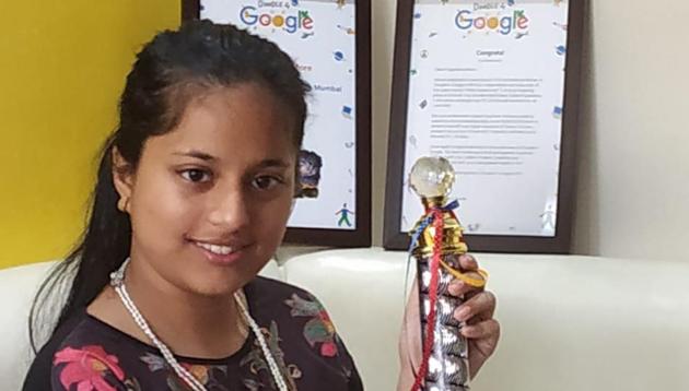 Thirteen-year old Pingla Rahul More has won a national award as part of the Doodle 4 Google contest.(HT Photo)