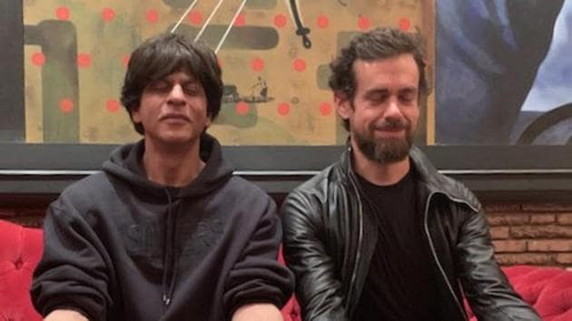 Shah Rukh Khan poses with Jack Dorsey.