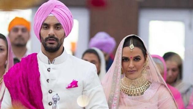 Angad Bedi and Neha Dhupia tied the knot in May 2018 and are expecting their first child soon.(Instagram)