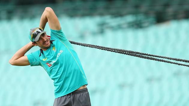 Mitchell Starc stretches during an Australian nets session at Sydney Cricket Ground on January 2, 2018 in Sydney, Australia.(Getty Images) Mitchell Starc stretches during an Australian nets session at Sydney Cricket Ground on January 2, 2018 in Sydney, Australia.(Getty Images)