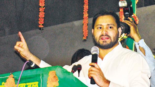 Bihar’s leader of opposition Tejashwi Prasad Yadav Thursday questioned the location of the CCTV camera installed atop chief minister Nitish Kumar’s house.(HT File Photo)