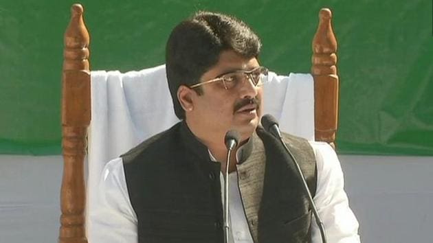 Former Uttar Pradesh cabinet minister Raghuraj Pratap Singh alias Raja Bhaiya said on Friday he will form a new political party amid speculations he might support or contest the Lok Sabha election next year in alliance with the Bharatiya Janata Party (BJP).(ANI/Twitter)